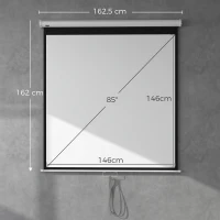 HOMCOM Beamer Leinwand 152 x 152 cm 85 Zoll 1:1 HD 4K Projektionsleinwand für Heimkino Büro-Präsentationen(m-3)