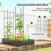 Outsunny Carré potager jardinière rectangulaire en acier galvanisé tuteurs pour tomates et plantes grimpantes 180 x 90 x 29,5 cm(m-6)