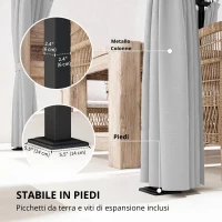 Outsunny Pergola giardino esterno 3 x 6 m pergola scorrevole retrattile con pareti laterali, copertura solare UPF30+, grigio(m-6)