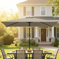 Outsunny Garden Parasol, Parasol Umbrella with Crank Handle, Tilt Function, Polyester Canopy, Khaki(m-8)