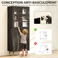 HOMCOM Bibliothèque, étagère à 6 niveaux, meuble de rangement 6 étagères ouvertes porte vitrée et placard 70 x 35 x 170 cm noir(m-7)