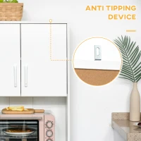 HOMCOM Modern Kitchen Cupboard with Storage Cabinets, 3 Drawers and Open Countertop for Living Room, White(m-7)