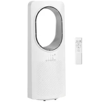 HOMCOM Bladeless Tower Fan for Bedroom, 36dB Standing Cooling Fan with 45° Oscillating, 3 Speeds, 3 Modes, 15H Timer, White(m-1)