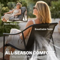 Outsunny Tuinbank Tuinstoel met afneembaar zitkussen Loungestoel met armleuningen, belastbaar tot 120 kg, donkergrijs(m-5)