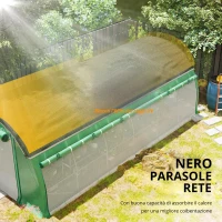 Outsunny Serra a Tunnel 6 x 3 x 2 m con Rete Parasole, Pareti Laterali Arrotolabili, Copertura in Plastica, Struttura in Acciaio, Verde(m-3)