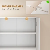 HOMCOM 180 cm Tall Kitchen Cupboard, Pantry Storage Cabinet with Soft Close Doors and Adjustable Shelves, High Gloss White(m-8)