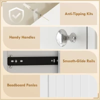 HOMCOM Armario de Baño Blanco, Cesto de Ropa Inclinable, Cajones(m-4)