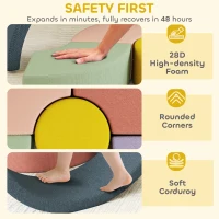 AIYAPLAY 7-częściowy Zestaw Miękkich Klocków dla Maluchów, Pianka, Zmywalny Pokrowiec z Kordu, Różne Kształty, Kolorowy(m-5)