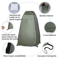 Outsunny Tienda de Ducha Pop-Up Tienda de Privacidad Portátil Tienda Instantánea  con Bolsa de Transporte para Baño Vestuario Cambiador 120x120x190 cm Verde(m-7)