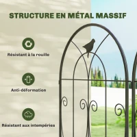 Outsunny Support pour Plantes Grimpantes avec Oiseaux Lot de 2 Treillis de Jardin pour Légume Vigne Fleur Métal 50 x 220 cm Noir(m-7)