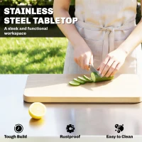 Outsunny Chariot de Barbecue Table de Préparation Extérieur avec Plan de Travail et Roulettes Acier Inoxydable 85x60x92cm Argenté(m-4)