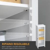HOMCOM Armadio da Archiviazione per Cucina, Mobiletto Alto per Bagno, Stile Classico con 3 Ripiani Regolabili, Altezza 120 cm, in Legno, Bianco(m-4)