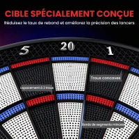 SPORTNOW Jeu de fléchettes électronique avec embouts souples, doubles écrans LED, 33 jeux, 202 variations, jusqu'à 8 joueurs(m-7)