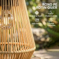 Outsunny Lot de 2 lanternes solaires suspendues extérieur, lampes de jardin en résine tressée avec allumage automatique, marron(m-6)