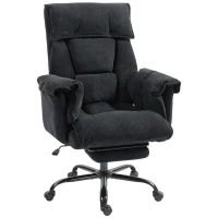HOMCOM Sedia da Ufficio Reclinabile con Poggiapiedi, Schienale Alto, Altezza Regolabile e Ruote, Nero(m-10)