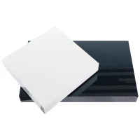 Tavolino da salotto girevole a 2 livelli con piano lucido, 103x60x35,5 cm, Bianco e Nero(m-8)