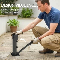 Outsunny Base pieghevole a croce per ombrelloni 38-48 mm, supporto patio, grigio scuro(m-4)