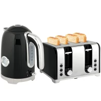 HOMCOM Retro 3000W Kettle and Toaster Set - Black(m-10)