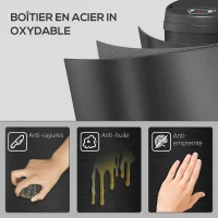 HOMCOM Poubelle cuisine automatique 42L acier inoxydable, poubelle à couvercle à fermeture en douceur, 30,5x30,5x68cm, noir(m-6)