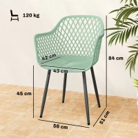 Outsunny Set de 4 Chaises de Jardin, avec Dossier Diamanté, Accoudoirs, Vert(m-3)