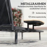 Outsunny Sonnenliege schmale Gartenliege mit dicke waschbare Kissen Seitenablage Bänder bis 120 kg UV-beständig(m-6)