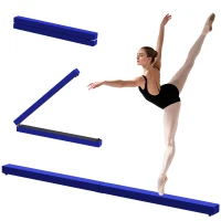 HOMCOM Barra de Equilibrio Gimnasia Plegable 210 cm Barra de Gimnasia Artística para Niños Adultos Entrenamiento en Casa Azul(m-10)