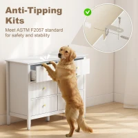 HOMCOM Fluted Dresser, 6 Drawer Chest of Drawers for Bedroom, Living Room, Hallway, Closet, White(m-5)