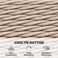 Outsunny Stolik boczny z rattanu PE, dwupoziomowy stolik kawowy z półką, szkło, regulowane nóżki, 65 x 65 x 50 cm, żółty(m-6)