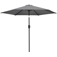 Outsunny 2.6 m Garden Parasol Umbrella with Aluminium Pole, Outdoor Patio Umbrella with Tilt and Crank, Vent, Grey(m-11)