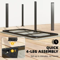 Outsunny Outdoor Garden Coffee Table, Garden Table with Slatted Wood Plastic Composite Top and Metal Frame, Grey(m-7)