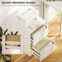 HOMCOM Filing Cabinet, Fluted Vertical File Cabinet with 2 Lockable Drawers and Hanging Rails, White(m-5)