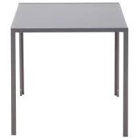 HOMCOM Table à manger pour 4 personnes, table de cuisine avec plateau en verre trempé et pieds en métal, 75 x 75 x 75 cm, gris(m-7)