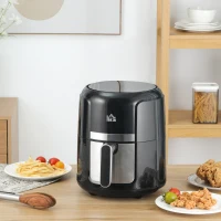 HOMCOM Friteuse sans huile 4 L, air fryer 1300 W 12 programmes, écran tactile, température réglable, panier antiadhésif, noir(m-10)