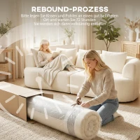 HOMCOM 3-Sitzer-Sofa, 260 cm Chenille-Sofa mit breiter Sitzfläche, Federkernpolsterung, hochdichtem Schaumstoff, 3 Kissen, cremeweiß(m-7)