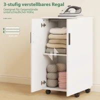 HOMCOM 2-in-1 faltbarer Bügelbrettschrank auf Rollen mit Bügelbrett und verstellbarem Regal für kleine Räume, Weiß(m-6)