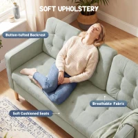 HOMCOM 3 Seater Sofa, 169cm Couch with Hidden Storage, Wood Legs, Light Grey(m-4)