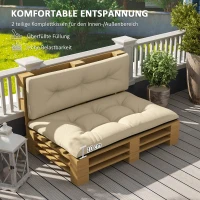 Outsunny Palettenkissen 2 teilige Sitzkissen Palettenpolster mit Getuftetem Design Rückenlehne 120 x 77 x 10 cm Beige(m-4)