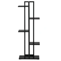 Outsunny 5-Tier Steel Flower Shelf Indoor & Outdoor Plant Stand for Garden Balcony Living Room 40 x 22 x 113 cm Black(m-8)