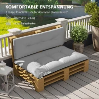 Outsunny Palettenkissen 2 teilige Sitzkissen Palettenpolster mit Getuftetem Design Rückenlehne 120 x 77 x 10 cm Hellgrau(m-4)