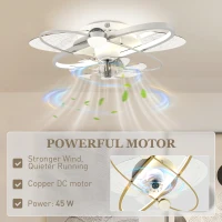 HOMCOM Ceiling Fan with Light and Remote, 3 Colour Temperatures, LED Mount Ceiling Fan Light for Bedroom, Silver Tone(m-7)