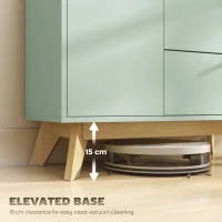 HOMCOM Sideboard Storage Cabinet, 80 cm Buffet Cabinet with 2 Drawers, Open Compartment, Adjustable Shelf, Light Green and Oak(m-7)