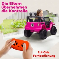 HOMCOM Kinder Elektroauto 12V Elektro Kinderauto mit Fernbedienung 2 Motor LED Hupe für Kinder von 3-6 Jahren 100x65x72 cm Rosa(m-5)