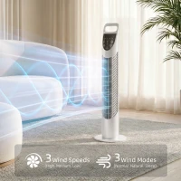 HOMCOM Tower Fan Oscillating 3 Speeds 3 Winds 40W w/ RC Timer Quiet - White(m-4)