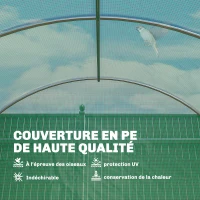 Outsunny Serre tunnel de jardin 18m², serre de jardin tunnel avec portes et 12 fenêtres avec moustiquaires, 295x597x200cm, vert(m-5)