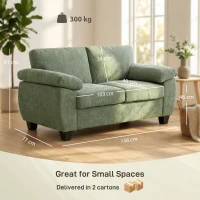 HOMCOM 2 Seater Sofa, 156cm Chenille Loveseat Sofa, Dark Green(m-3)