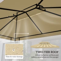 Outsunny Gazebo Roof Replacement, for 3 x 4m Frames - Cream(m-4)