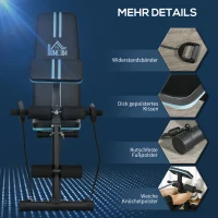 HOMCOM Hantelbank, Klappbar Trainingsbank mit 7-fach verstellbarer Rückenlehne, Fitnessbank bis 120 kg belastbar, Blau(m-8)