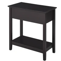 HOMCOM End Table, Narrow Side Table with Flip Top , Shelf, Dark Coffee(m-11)