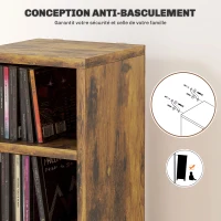 HOMCOM Rangements pour CD et DVD avec 12 compartiments, capacité max. 204 CD, 21 x 20 x 175 cm, brun rustique(m-6)