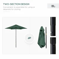 Outsunny 2m Garden Parasol Umbrella, Outdoor Sun Shade with 6 Sturdy Ribs for Balcony, Bench, Garden, Green(m-4)